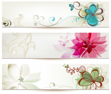 Floral banners in retro style