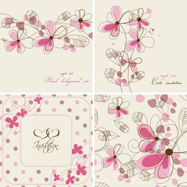 Cartões florais vetoriais e padrões sem costura —  Vetores de Stock