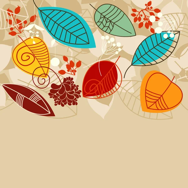 Fond d'automne avec des feuilles aux couleurs vives — Image vectorielle