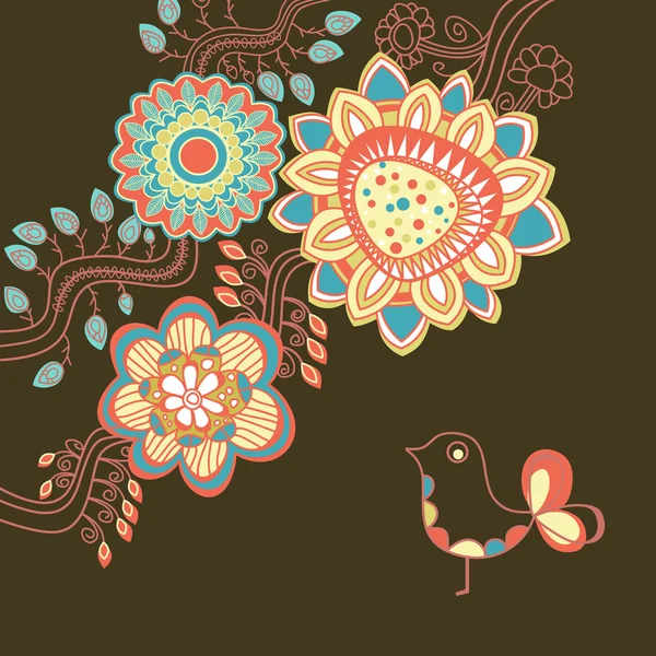 Carte florale aux couleurs vives — Image vectorielle