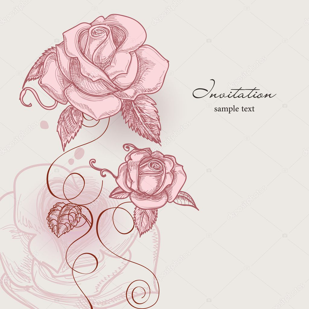 Retro flowers romantic roses vector illustration