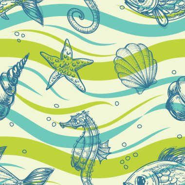 Sea vector pattern clipart