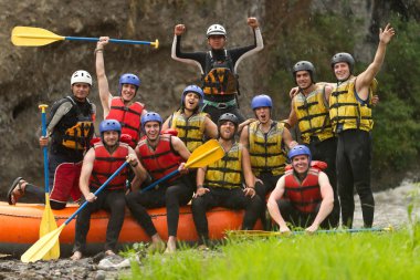 Whitewater River Rafting Adventure Team clipart