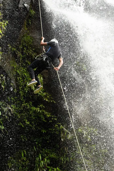 Waterfall Rappelling — 스톡 사진