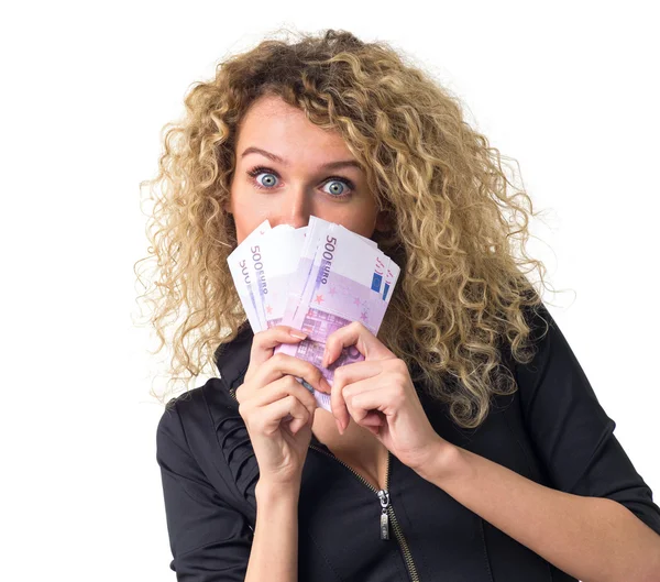 stock image Business woman with money