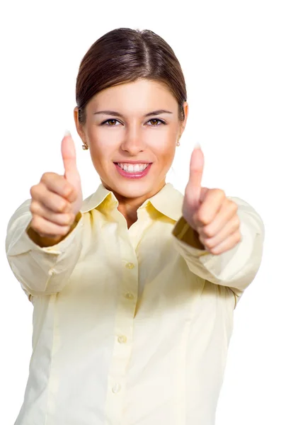 Business woman thimbs up — Stock Photo, Image