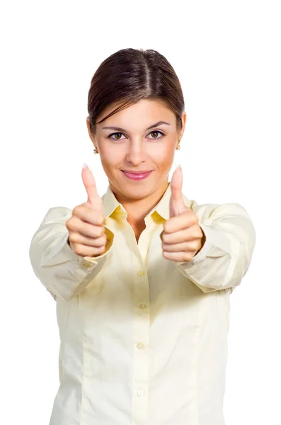 Business woman thimbs up — Stock Photo, Image