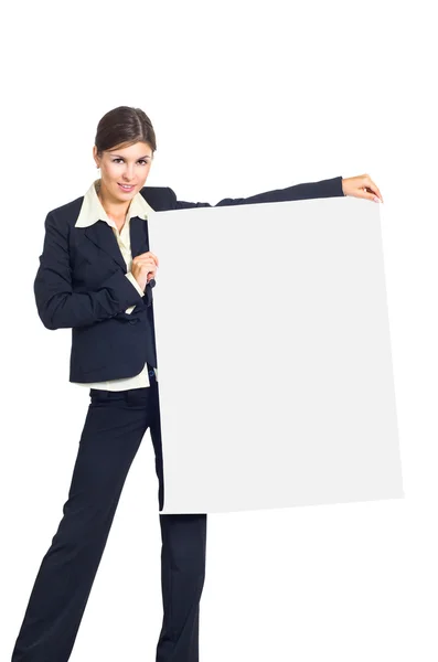 Business woman with a placard — Stock Photo, Image