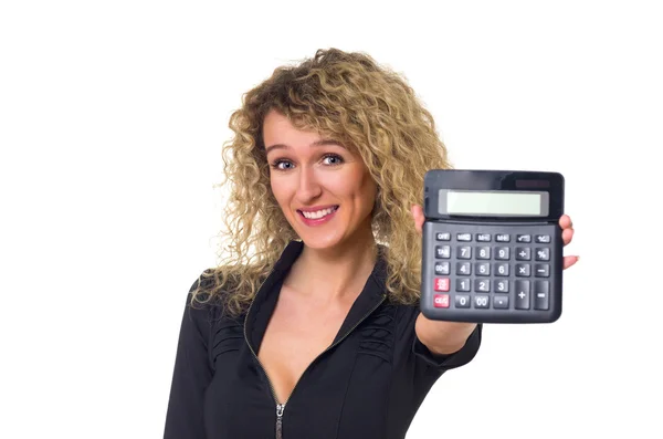 Ділова жінка з калькулятором — стокове фото