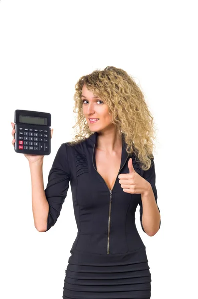 Ділова жінка з калькулятором — стокове фото