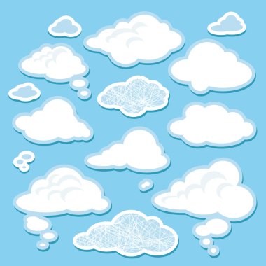 Vector set of cartoon clouds clipart