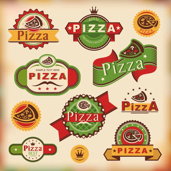 Etiquetas de pizza vintage — Archivo Imágenes Vectoriales