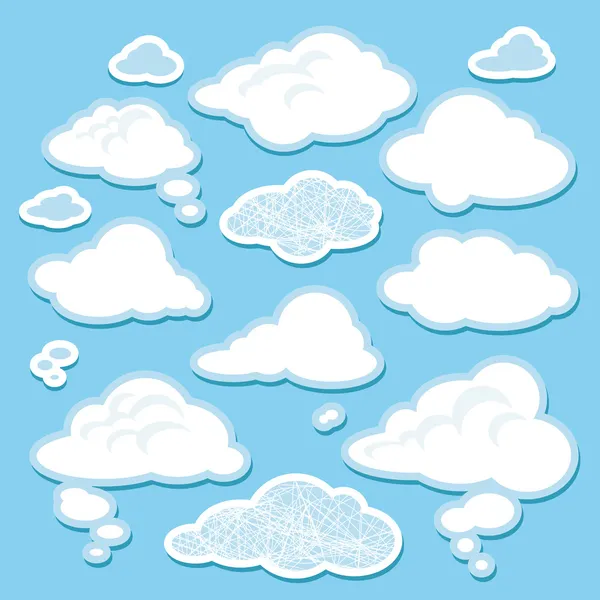 Conjunto vetorial de nuvens de desenhos animados — Vetor de Stock