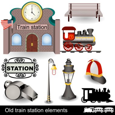 Old train station elements clipart