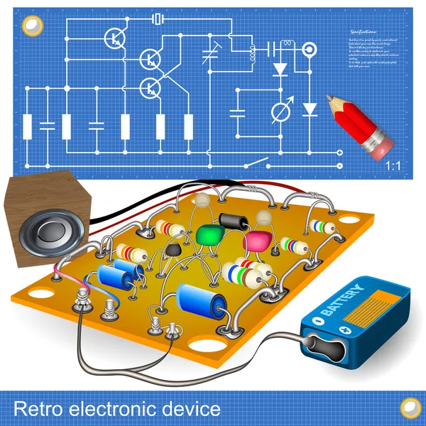 Dispositif électronique rétro — Image vectorielle