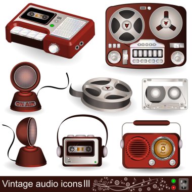 Vintage audio icons 3 clipart