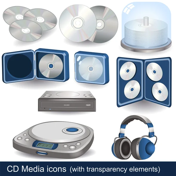 Icone CD - DVD Media — Vettoriale Stock
