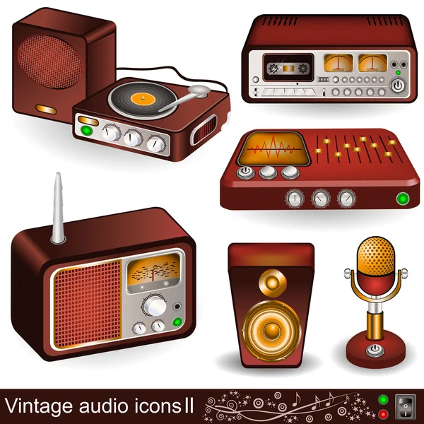 Ícones de áudio vintage 2 — Vetor de Stock