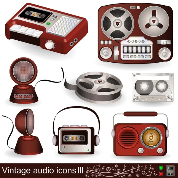Ícones de áudio vintage 3 — Vetor de Stock