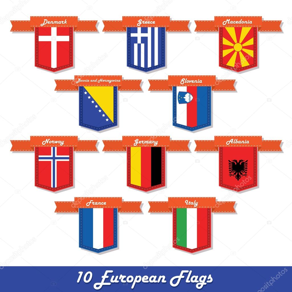 Set of 10 European flags