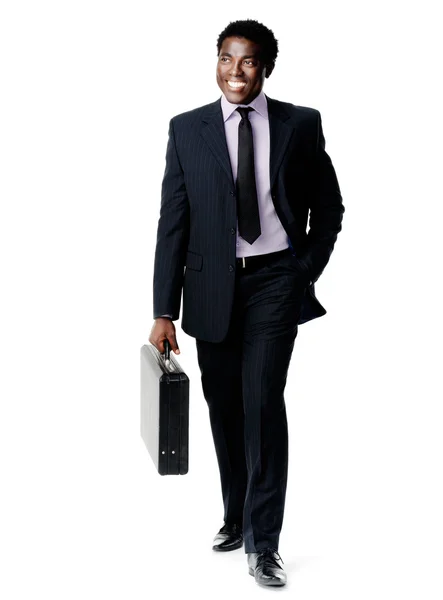 Walking briefcase man — Stock Photo, Image