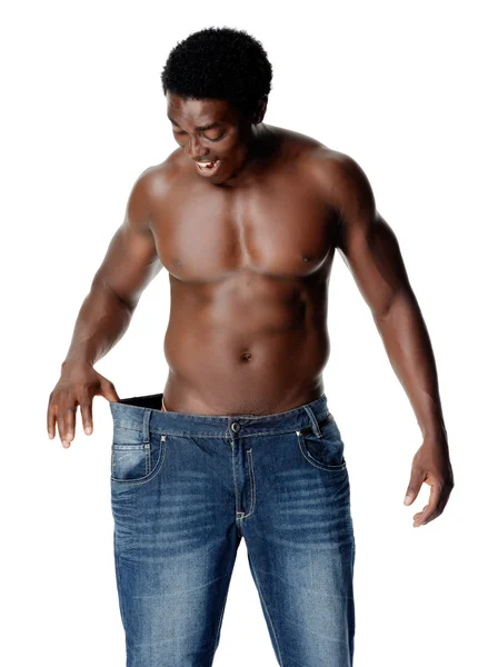Slim uomo perdita di peso — Foto Stock