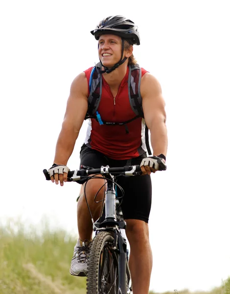Rower górski mężczyzna na zewnątrz — Zdjęcie stockowe