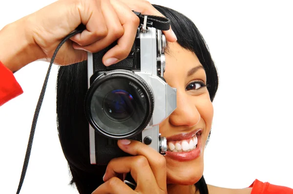 Photographer with vintage camera — Stock Photo, Image