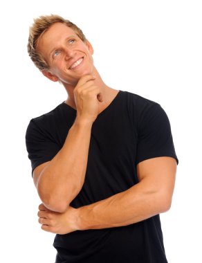 Attractive man imagines happily clipart