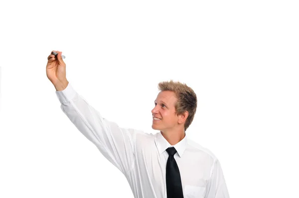 ビジネスマン、画面上にハンドルを描画 — ストック写真