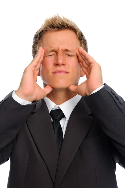 Man suffers from bad headache — Stock Photo, Image