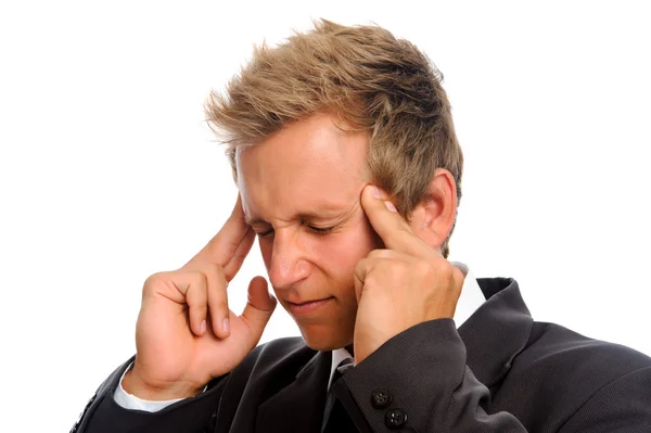 Mann leidet unter starken Kopfschmerzen — Stockfoto