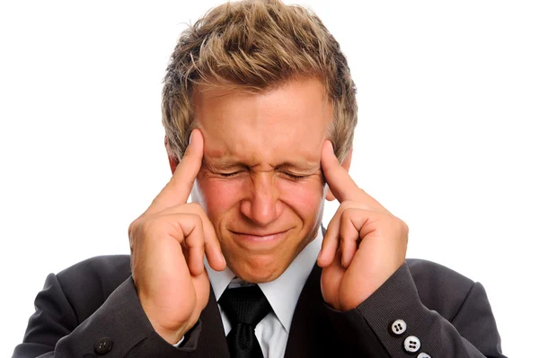 Mann leidet unter starken Kopfschmerzen — Stockfoto