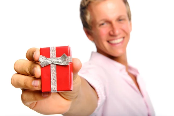 Attractive man with ring box — Stock Photo, Image