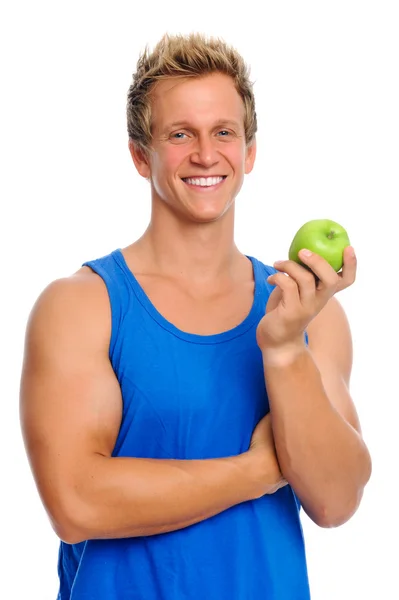 Σπορ άνθρωπος με μήλο — Φωτογραφία Αρχείου