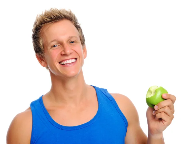 Sportieve man met apple — Stockfoto