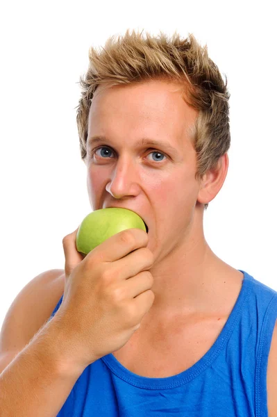 男人吃苹果 — 图库照片