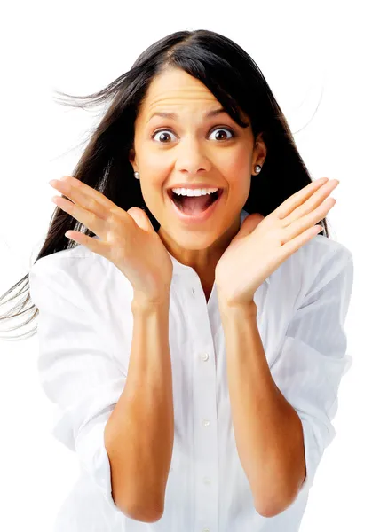 Excited ethnic woman — Stock Photo, Image