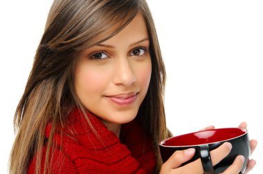 Happy winter woman with soup clipart