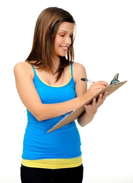 Student with clipboard — Stock Photo, Image