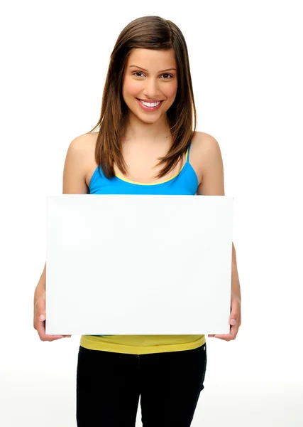 Gorgeous girl with blank presentation board — Stock Photo, Image