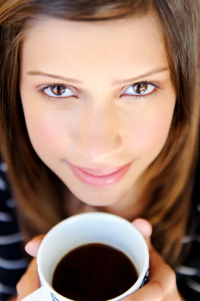 Kahve ile kadının yüzü — Stok fotoğraf