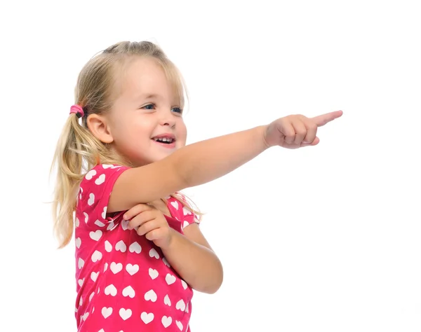 Young girl shows the way — Stock Photo, Image