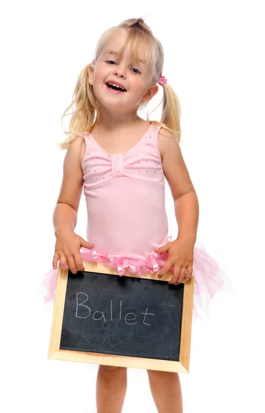 芭蕾舞女演员持有粉笔板 — 图库照片