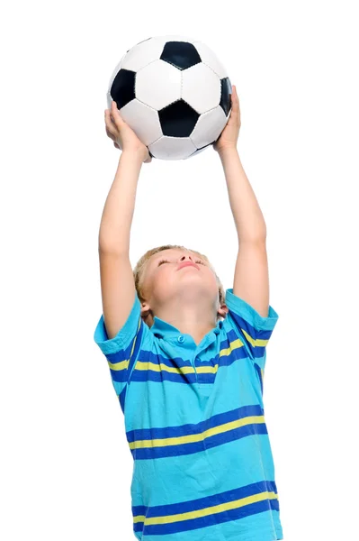 Calcio ragazzo con calcio — Foto Stock