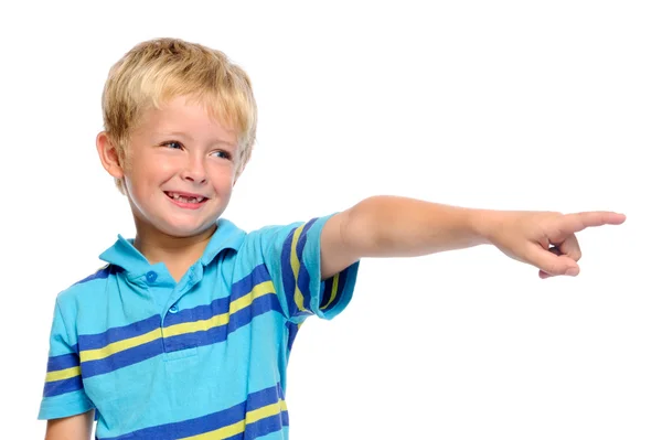 Pointing boy happy — Stock Photo, Image