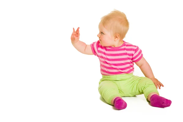 Söt spädbarn flicka isolerad på vit — Stockfoto