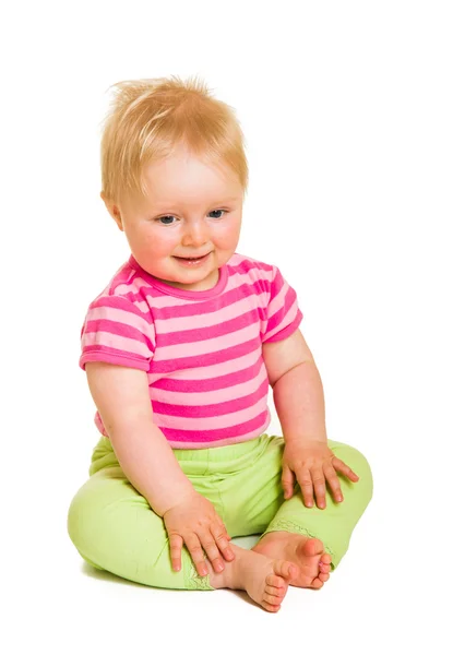 Ładny dziewczyna niemowlę na białym tle — Zdjęcie stockowe