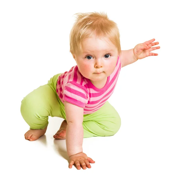 Niedliche Säugling Mädchen isoliert auf weiß — Stockfoto