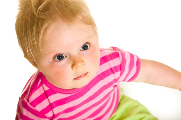 Sevimli bebek kız üzerinde beyaz izole — Stok fotoğraf